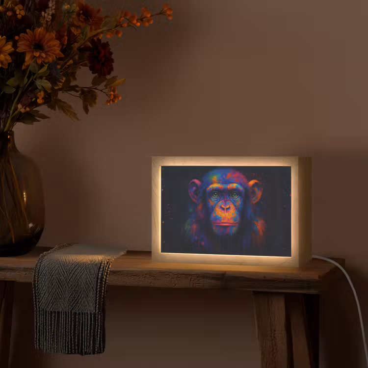 Kleurrijk - Aap - Abstract Light Box met kabel (Tafellamp) klein -sfeer4