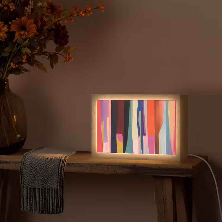 Kleurbanen - Verticaal - Kleurrijk Light Box met kabel (Tafellamp) klein -sfeer4
