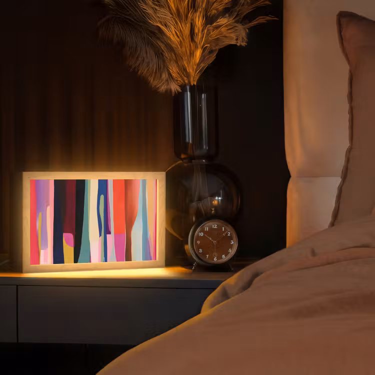 Kleurbanen - Verticaal - Kleurrijk Light Box met kabel (Tafellamp) klein -sfeer1