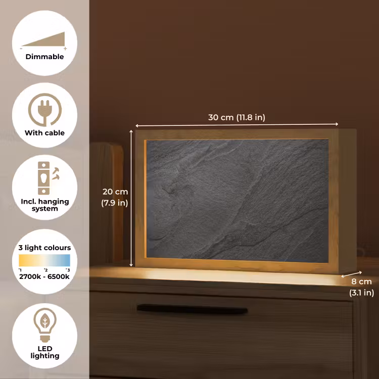 Beton - Zwart - Industrieel Light Box met kabel (Tafellamp) klein -USP_EN