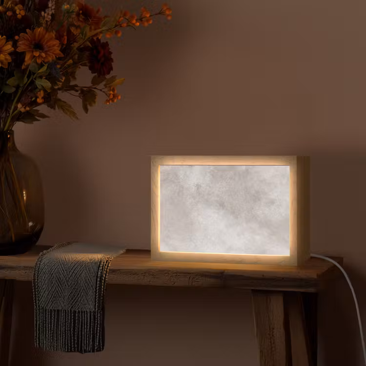 Beton - Grijs Light Box met kabel (Tafellamp) klein -sfeer4