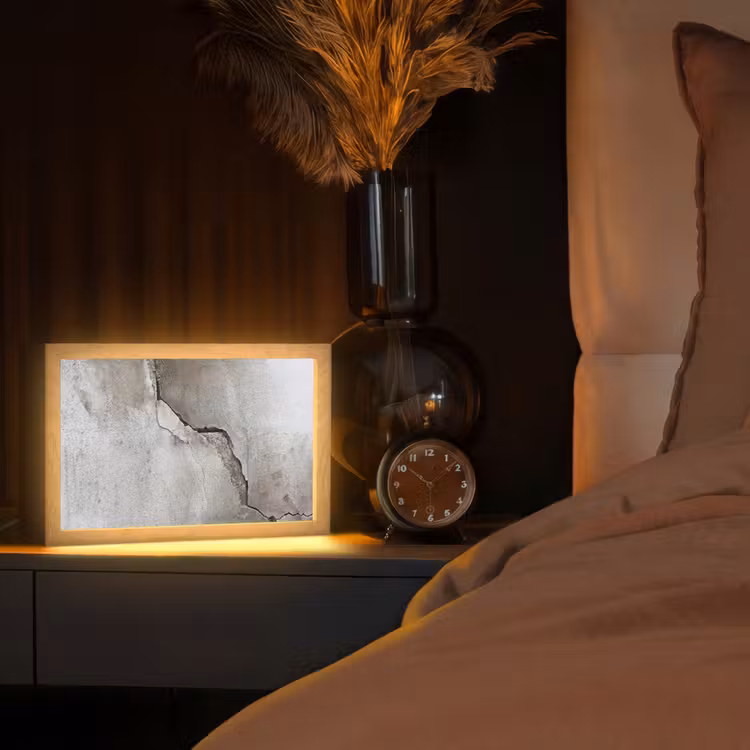 Beton - Industrieel - Grijs Light Box met kabel (Tafellamp) klein -sfeer1