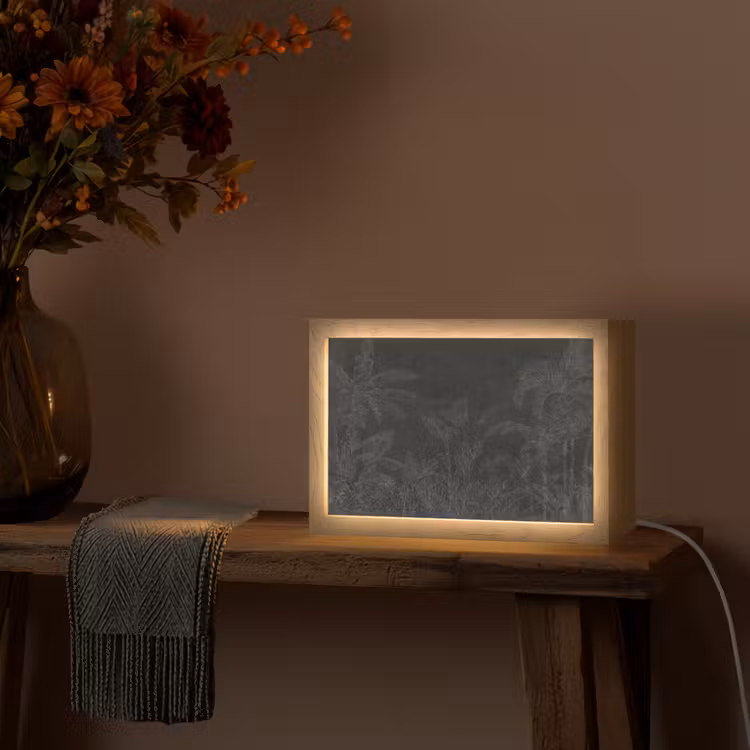 Beton - Patroon - Zwart Light Box met kabel (Tafellamp) klein -sfeer4