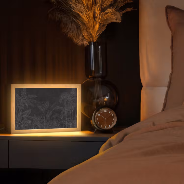 Beton - Patroon - Zwart Light Box met kabel (Tafellamp) klein -sfeer1