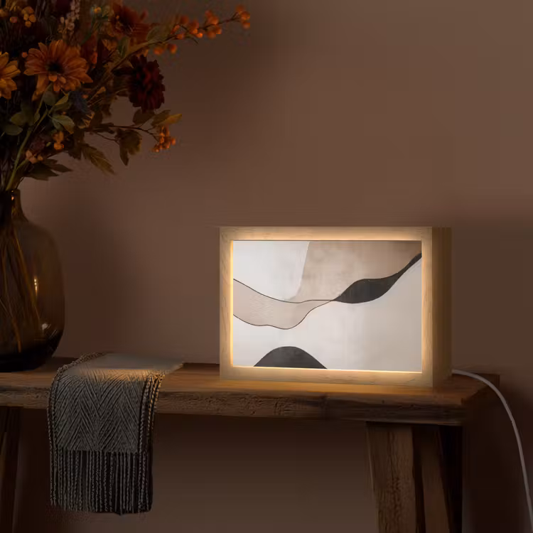 Contourlijnen - Abstracte landschap Light Box met kabel (Tafellamp) klein -sfeer4