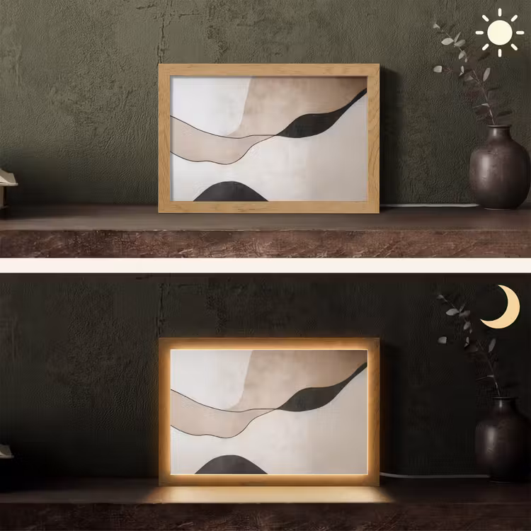 Contourlijnen - Abstracte landschap Light Box met kabel (Tafellamp) klein -sfeer3