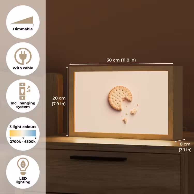Koekje - Kruimels - beige Light Box met kabel (Tafellamp) klein -USP_EN