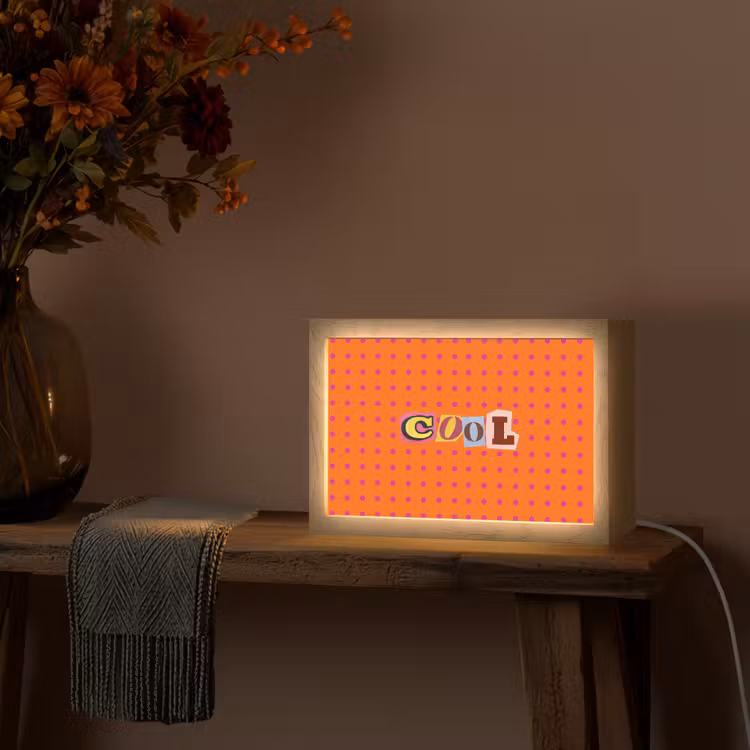 Cool - Stippen - Oranje Light Box met kabel (Tafellamp) klein -sfeer4