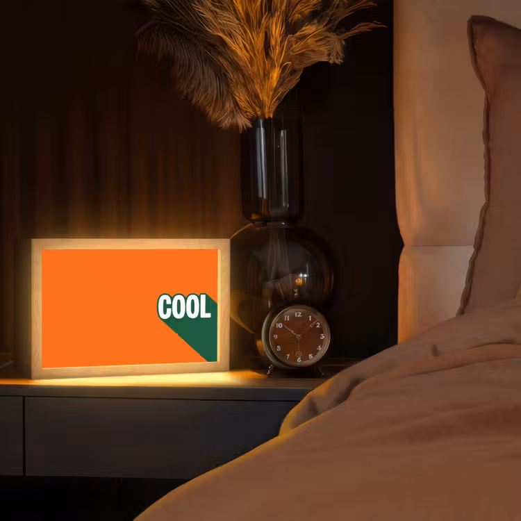 Cool - Oranje - Groen Light Box met kabel (Tafellamp) klein -sfeer1