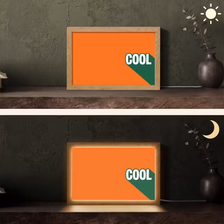 Cool - Oranje - Groen Light Box met kabel (Tafellamp) klein -sfeer3