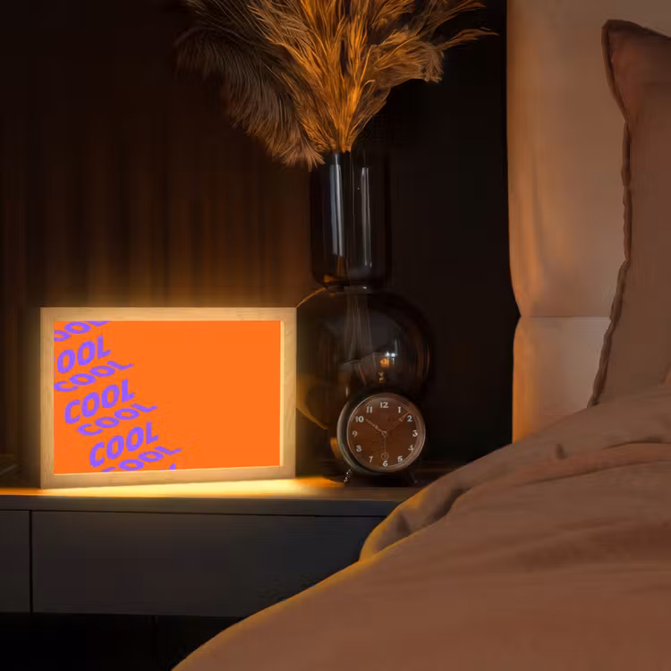 Cool - Paars - Oranje Light Box met kabel (Tafellamp) klein -sfeer1