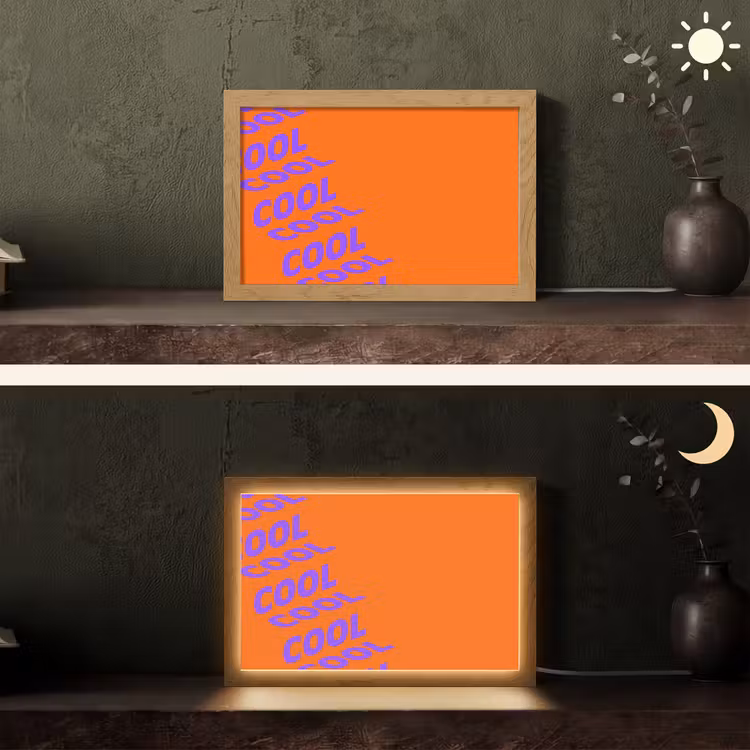 Cool - Paars - Oranje Light Box met kabel (Tafellamp) klein -sfeer3