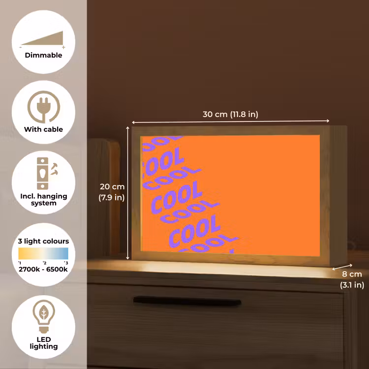 Cool - Paars - Oranje Light Box met kabel (Tafellamp) klein -USP_EN