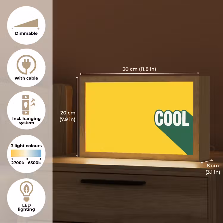 Cool - Geel - Groen Light Box met kabel (Tafellamp) klein -USP_EN