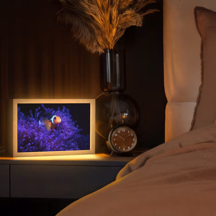 Koraal - Vis - Oranje - Zee Light Box met kabel (Tafellamp) klein -sfeer1