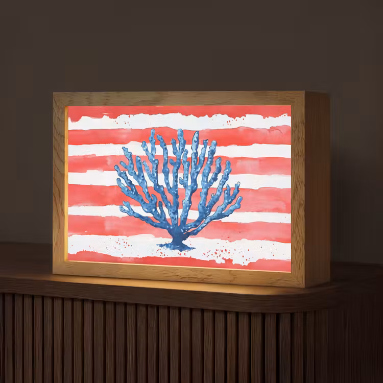 Koraal - Verfstructuur - Rood - Blauw Light Box met kabel (Tafellamp) klein -z3d_website