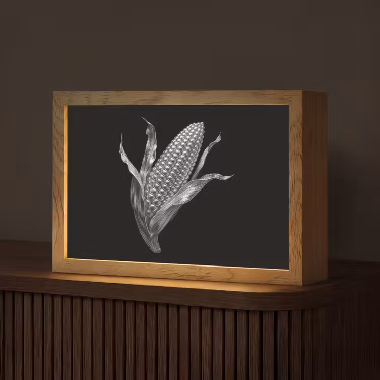 Maïskolf - Glanzend metaal - Elegant Light Box met kabel (Tafellamp) klein -z3d_website