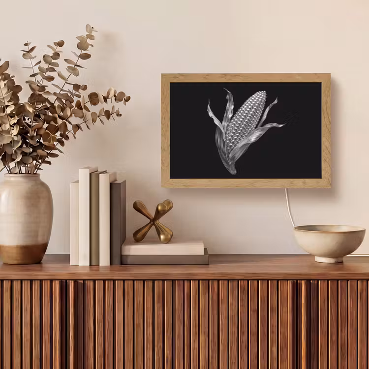 Maïskolf - Glanzend metaal - Elegant Light Box met kabel (Tafellamp) klein -sfeer2