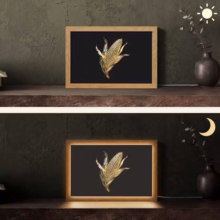 Mais - Eten - Goud - Zwart Light Box met kabel (Tafellamp) klein -sfeer3