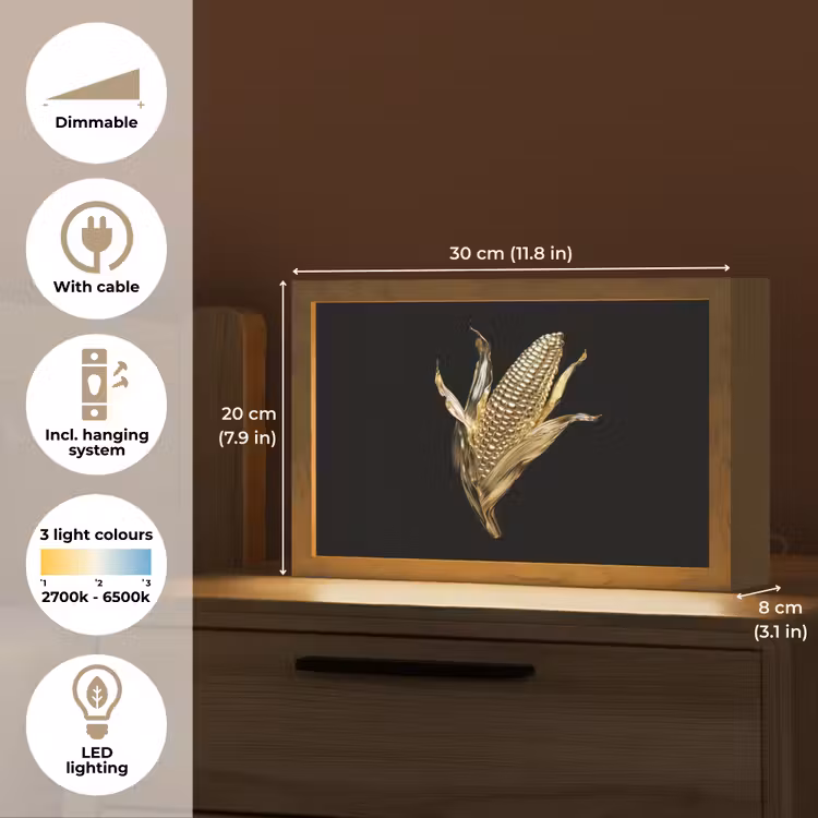 Mais - Eten - Goud - Zwart Light Box met kabel (Tafellamp) klein -USP_EN