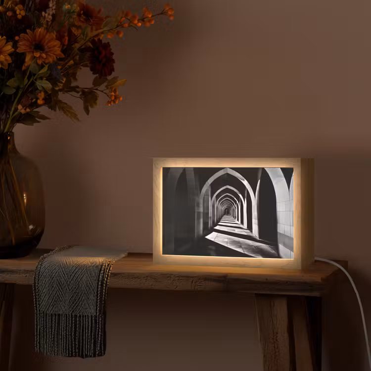 Gang - Bogen - Schaduw - Diepte Light Box met kabel (Tafellamp) klein -sfeer4