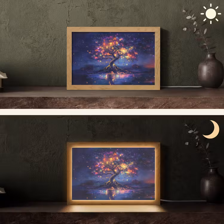 Kosmisch - lichtboom - Kerst - Kleurrijk Light Box met kabel (Tafellamp) klein -sfeer3
