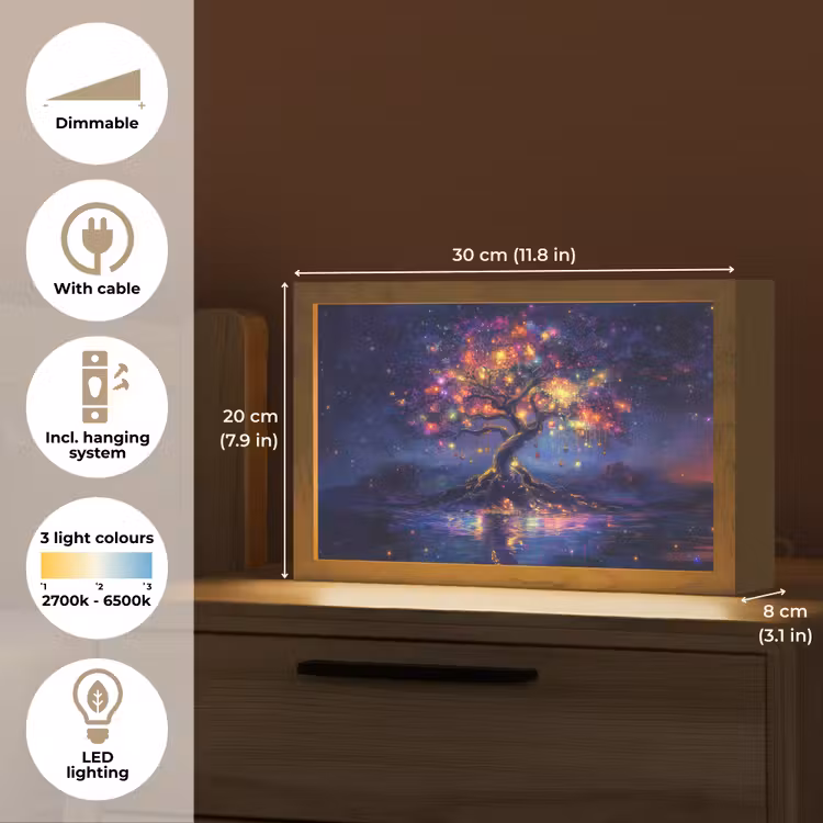 Kosmisch - lichtboom - Kerst - Kleurrijk Light Box met kabel (Tafellamp) klein -USP_EN