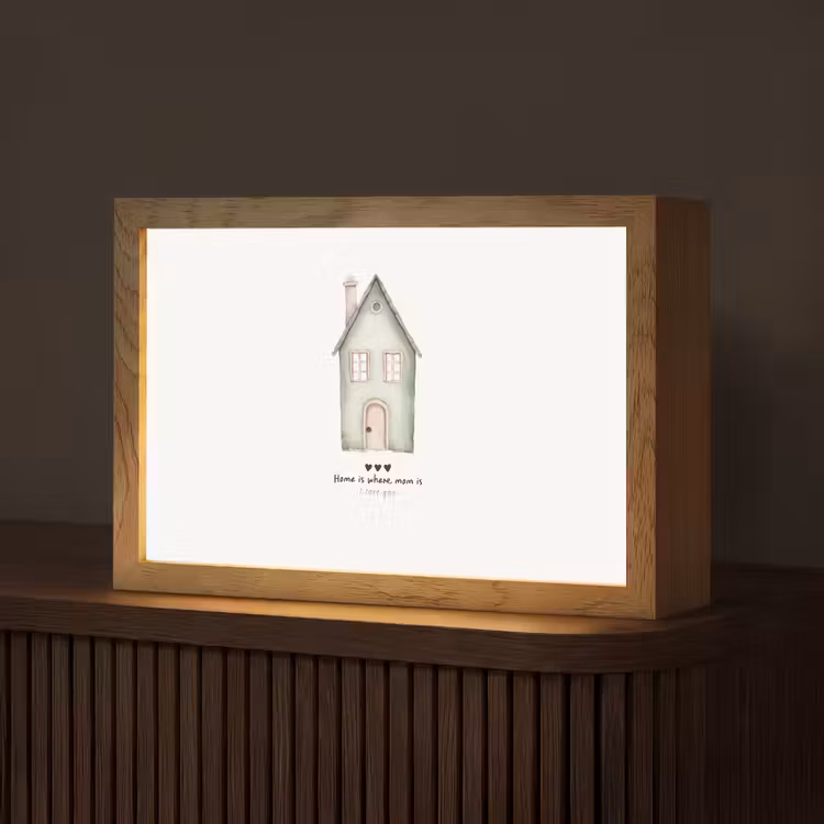 Huisje - Groen - Tekst - Liefdevol Light Box met kabel (Tafellamp) klein -z3d_website