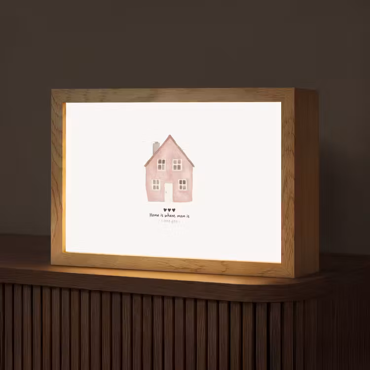 Huisje - Roze - Quote - Moeder Light Box met kabel (Tafellamp) klein -z3d_website