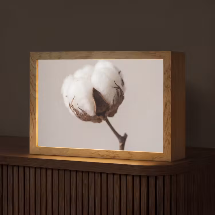 Katoenbol - Minimalistisch - Wit Light Box met kabel (Tafellamp) klein -z3d_website