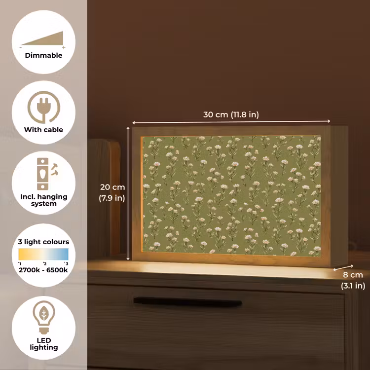 Landelijk - Bloemen -  Groen Light Box met kabel (Tafellamp) klein 924 -USP_EN