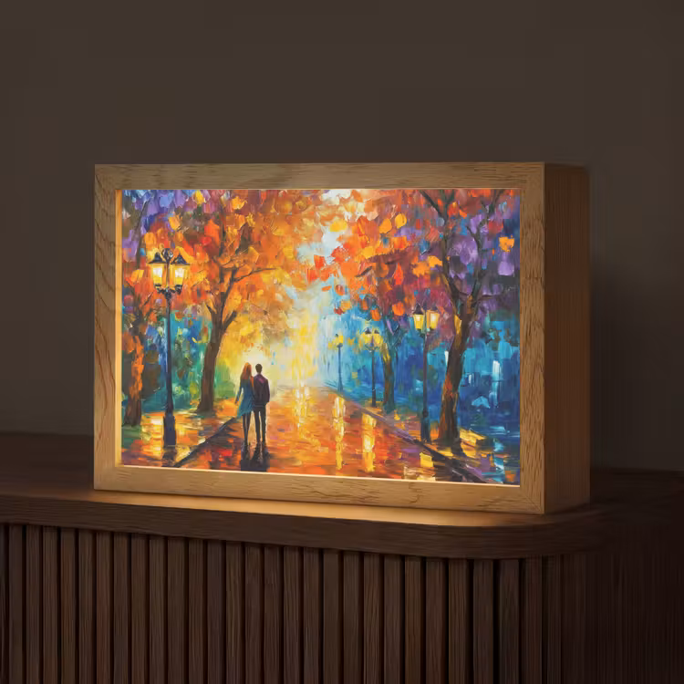 Koppel - Liefde - Bos - Kunst Light Box met kabel (Tafellamp) klein -z3d_website
