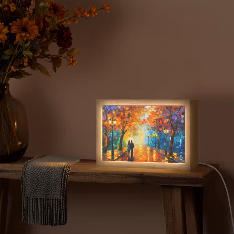 Koppel - Liefde - Bos - Kunst Light Box met kabel (Tafellamp) klein -sfeer4