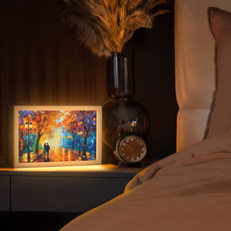 Koppel - Liefde - Bos - Kunst Light Box met kabel (Tafellamp) klein -sfeer1