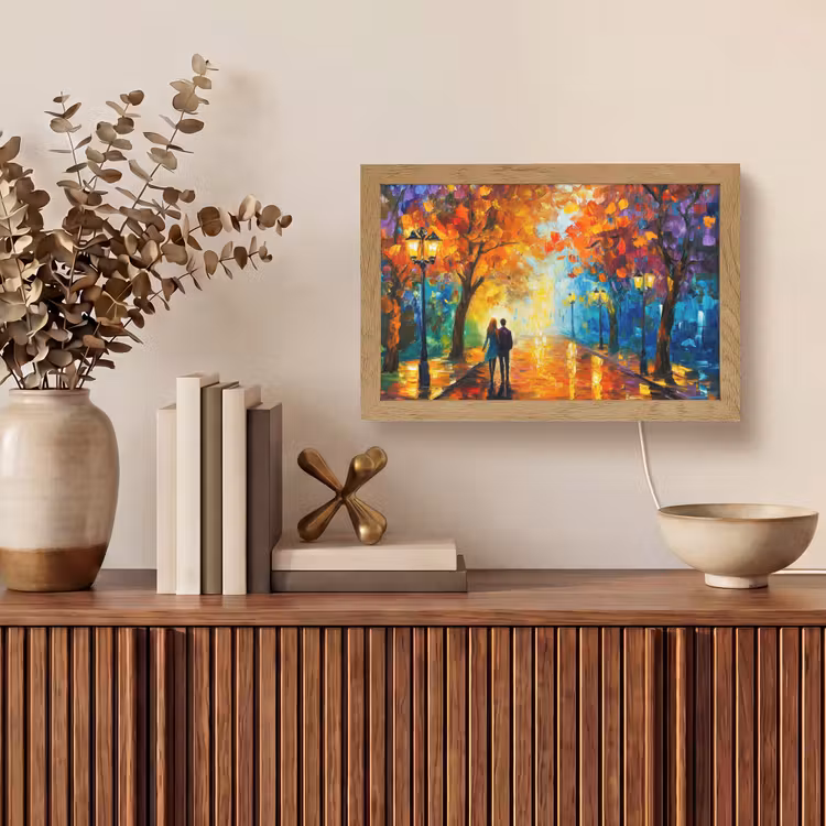 Koppel - Liefde - Bos - Kunst Light Box met kabel (Tafellamp) klein -sfeer2