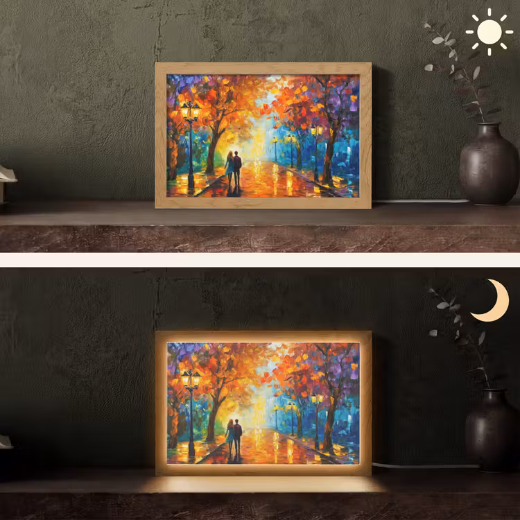 Koppel - Liefde - Bos - Kunst Light Box met kabel (Tafellamp) klein -sfeer3