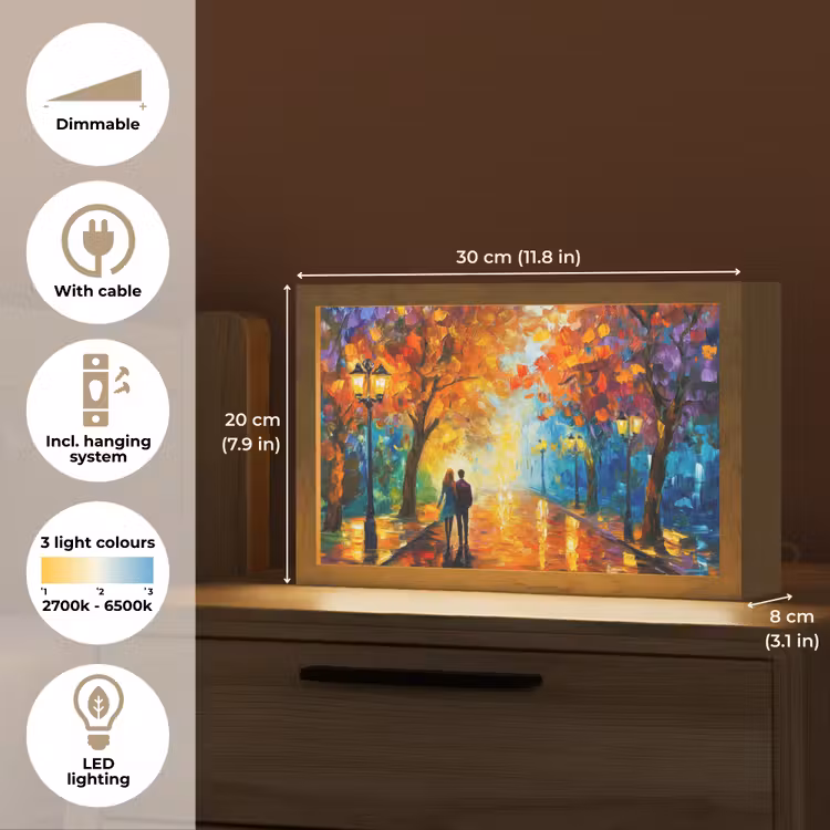 Koppel - Liefde - Bos - Kunst Light Box met kabel (Tafellamp) klein -USP_EN