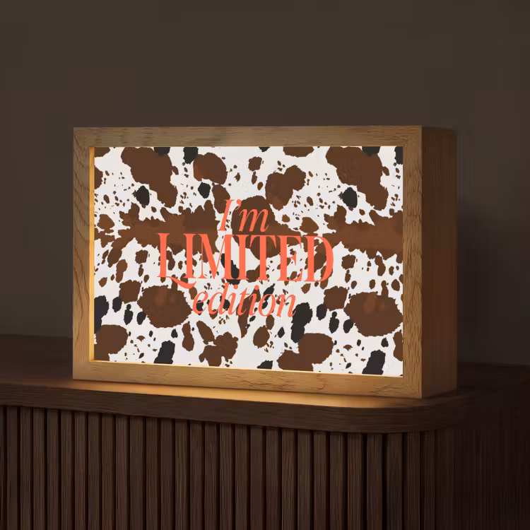 Koeienprint - Limited edition - Rood Light Box met kabel (Tafellamp) klein -z3d_website