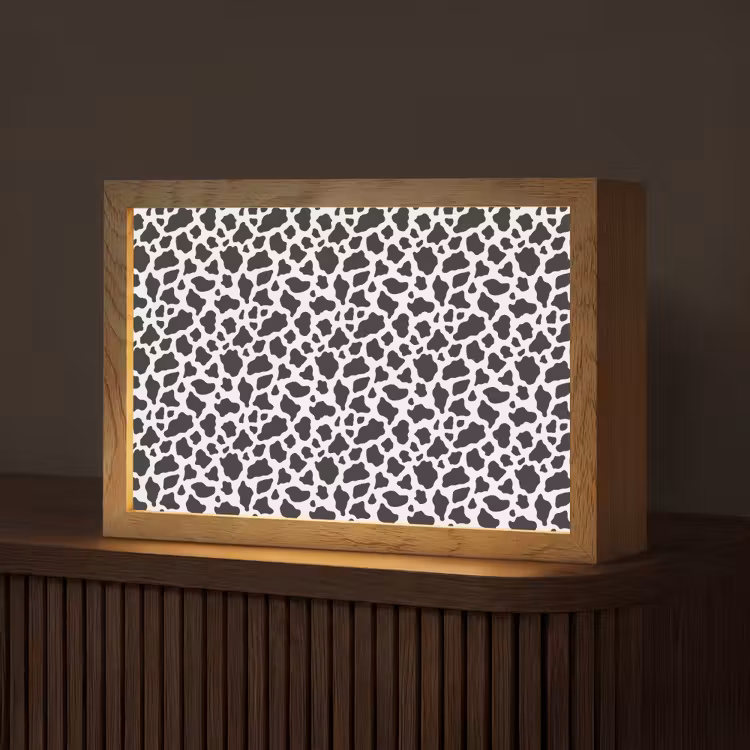 Koe - Vlekken - Patroon - Zwart Light Box met kabel (Tafellamp) klein 924 -z3d_website