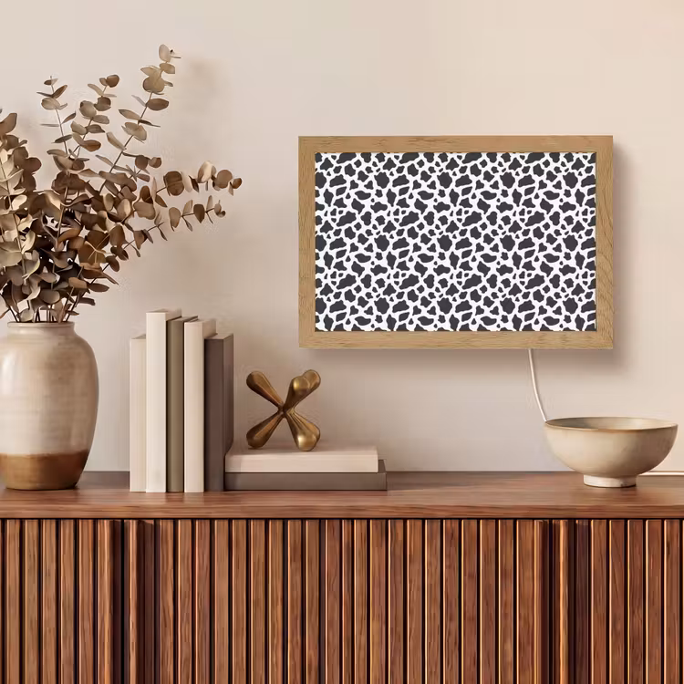 Koe - Vlekken - Patroon - Zwart Light Box met kabel (Tafellamp) klein 924 -sfeer2