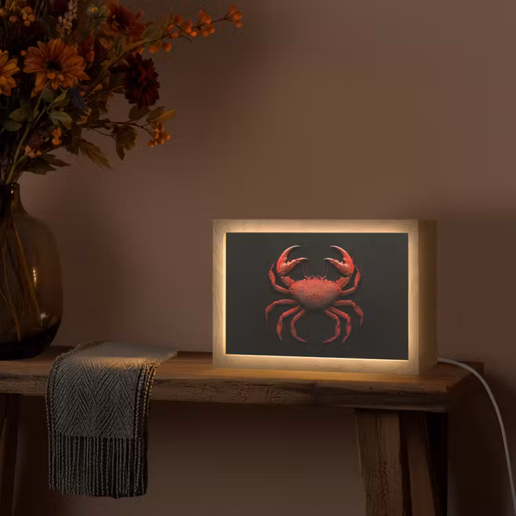 Krab - Rood - Vissen - Schaaldieren Light Box met kabel (Tafellamp) klein -sfeer4