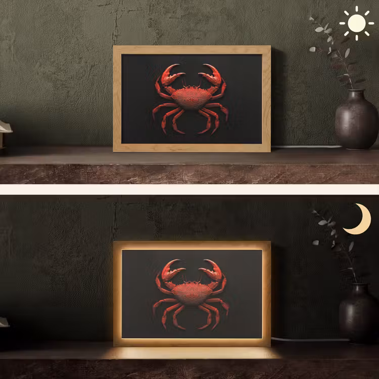 Krab - Rood - Vissen - Schaaldieren Light Box met kabel (Tafellamp) klein -sfeer3