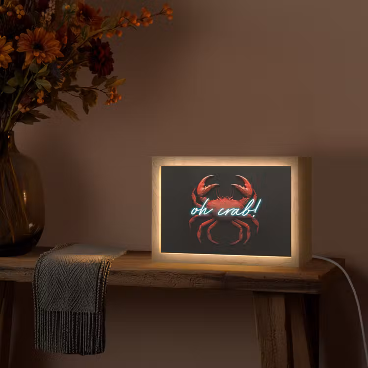 Krab - Rood - Neon - Quote Light Box met kabel (Tafellamp) klein -sfeer4