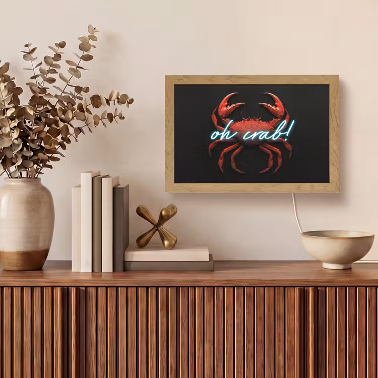 Krab - Rood - Neon - Quote Light Box met kabel (Tafellamp) klein -sfeer2