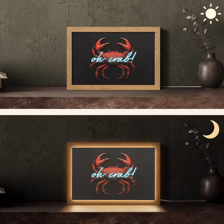 Krab - Rood - Neon - Quote Light Box met kabel (Tafellamp) klein -sfeer3