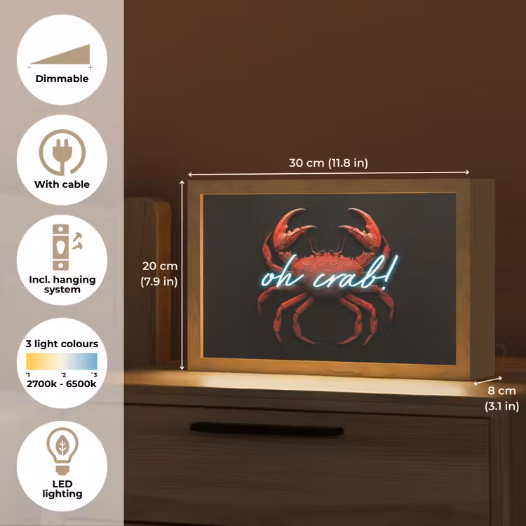 Krab - Rood - Neon - Quote Light Box met kabel (Tafellamp) klein -USP_EN
