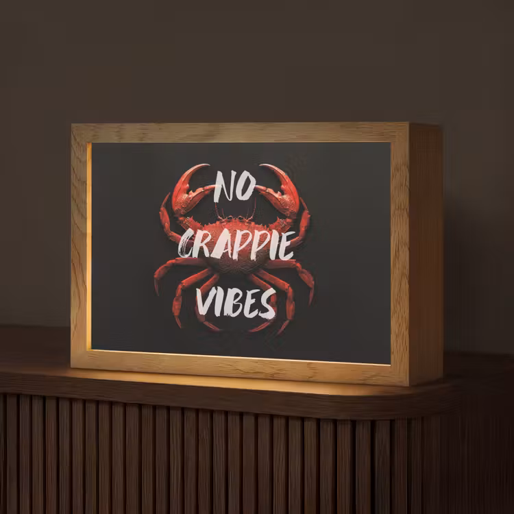 Krab - Rood - Tekst - Zwart Light Box met kabel (Tafellamp) klein -z3d_website