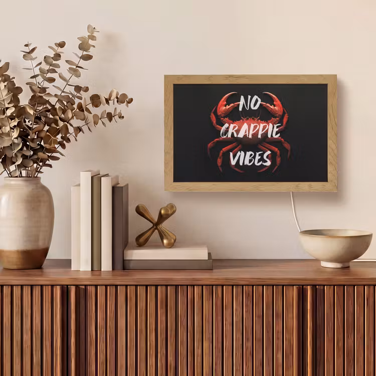 Krab - Rood - Tekst - Zwart Light Box met kabel (Tafellamp) klein -sfeer2