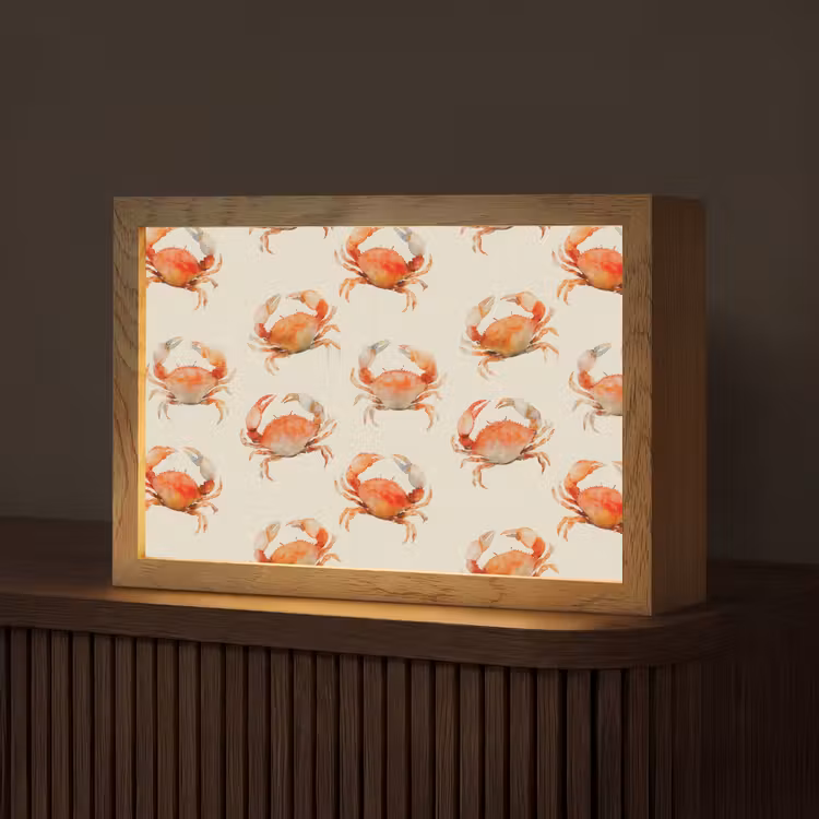 Krabben - Patroon - Oranje Light Box met kabel (Tafellamp) klein 924 -z3d_website