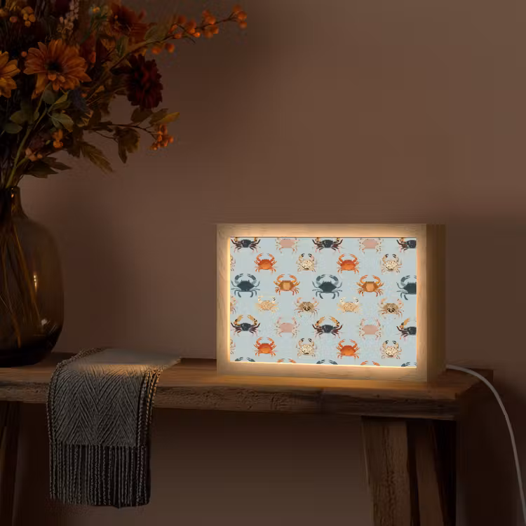 Krabben - Speels - Kleurrijk Light Box met kabel (Tafellamp) klein 924 -sfeer4
